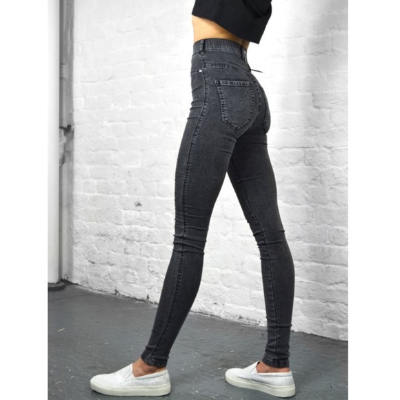 Black Vintage Washed Black High Rise Waisted Jeans - Picture 4 of 4